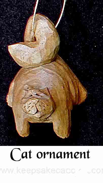 cat wood carving ornament